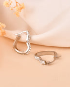 VOJ Silver Plated Heart Shaped Hoop Earrings | Grocsy