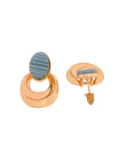 VOJ Gold Plated Blue Stone Studded Oval Shaped Earrings | Grocsy