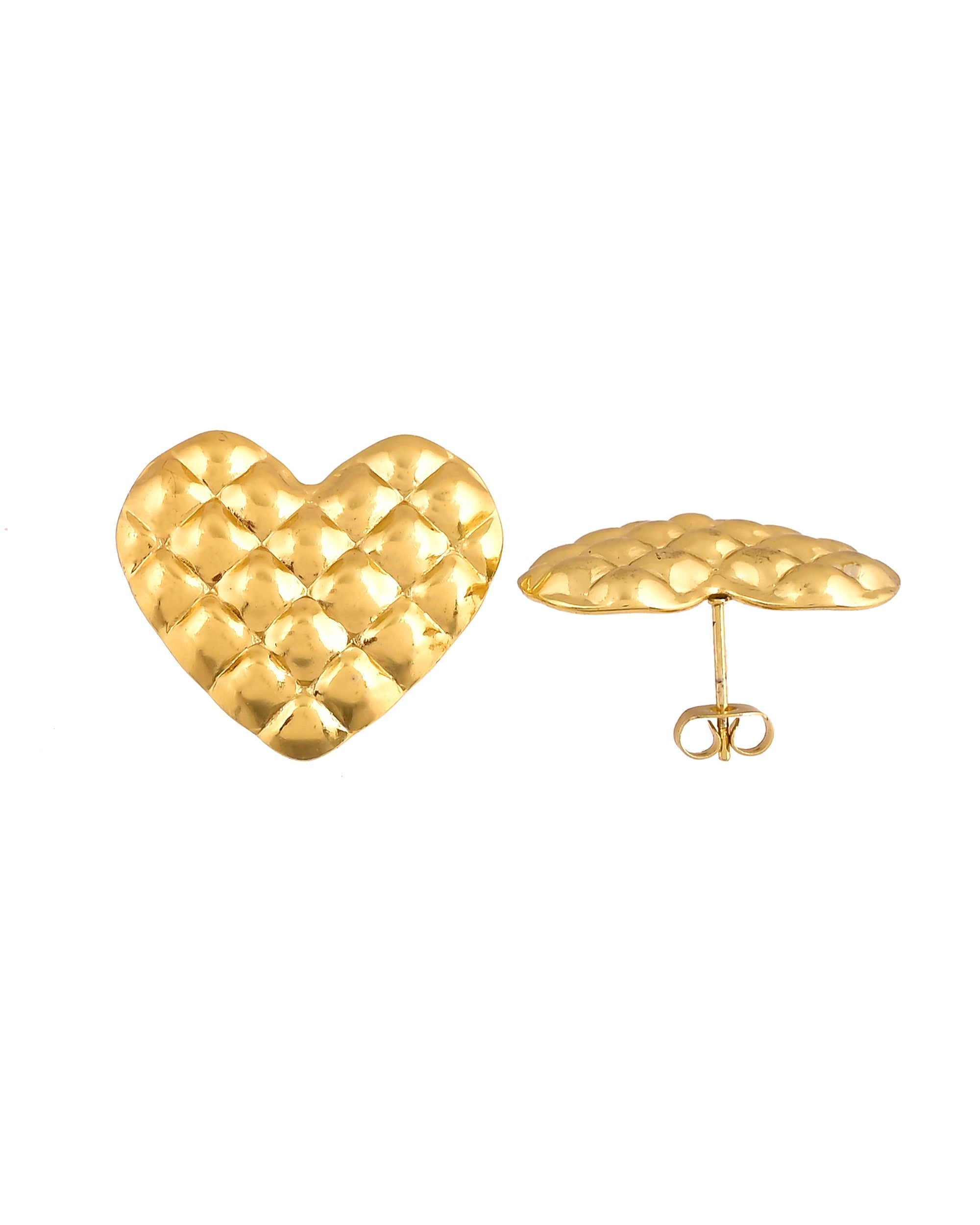 VOJ Gold Plated Heart Designed Studs Earrings | Grocsy