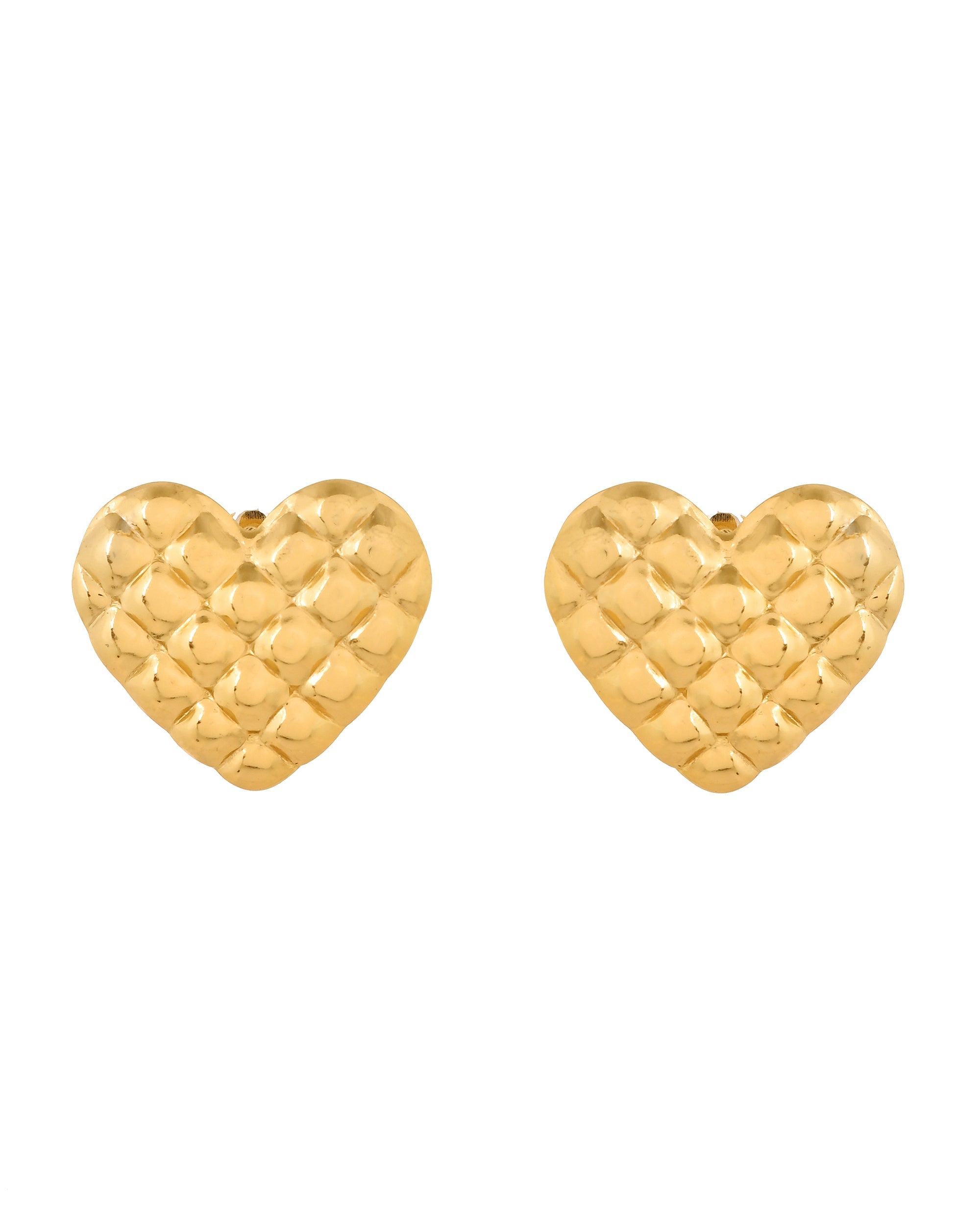 VOJ Gold Plated Heart Designed Studs Earrings | Grocsy