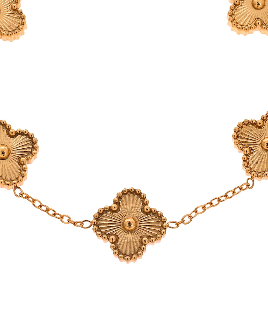 VOJ Gold Plated Floral Design Chain With Earrings And Bracelet Set | Grocsy