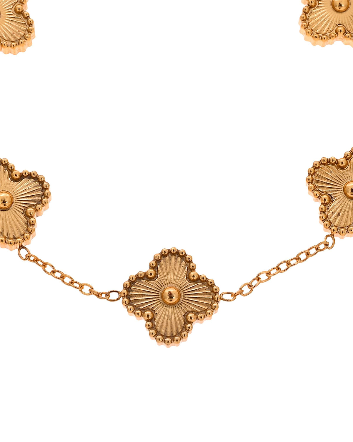 VOJ Gold Plated Floral Design Chain With Earrings And Bracelet Set | Grocsy