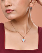 VOJ Rose Gold Plated Ad Stone Studded Evil Eye Pendant With Chain | Grocsy