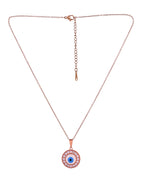 VOJ Rose Gold Plated Ad Stone Studded Evil Eye Pendant With Chain | Grocsy