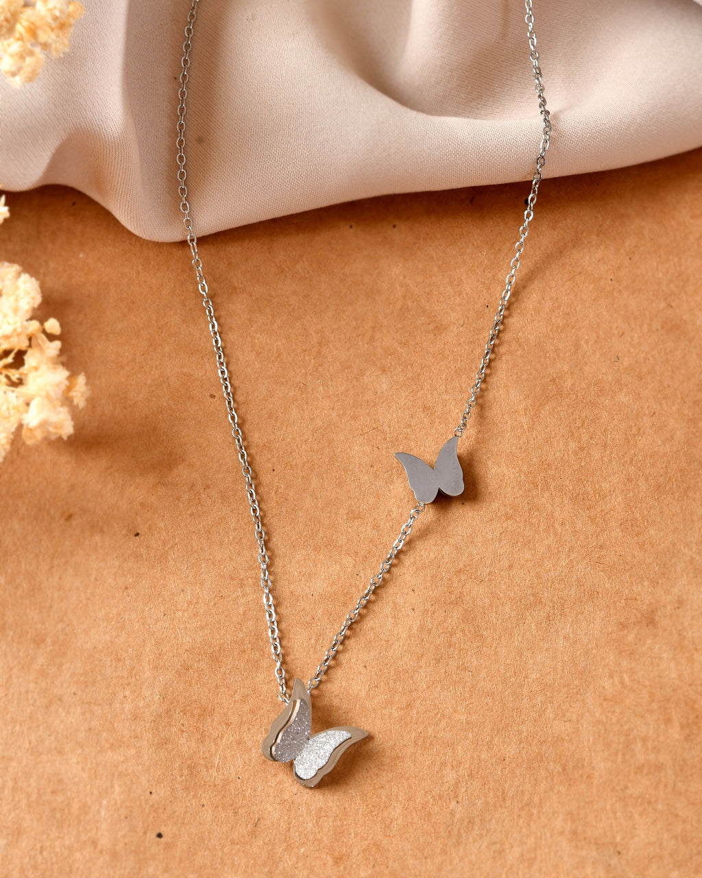VOJ Silver Plated Butterfly Chain | Grocsy