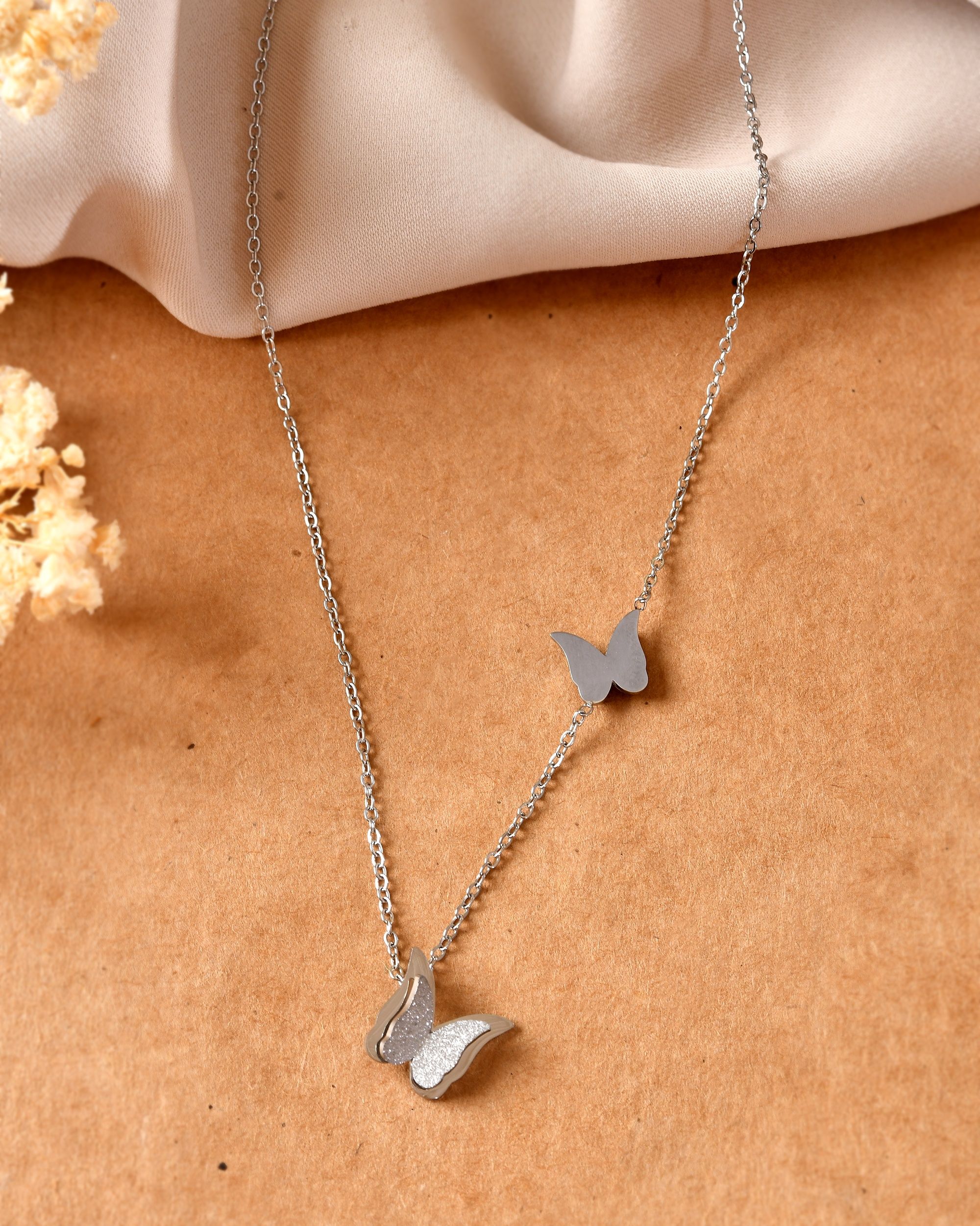 VOJ Silver Plated Butterfly Chain | Grocsy