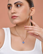 VOJ Rose Gold Plated Heart Shaped Evil Eye Pendant With Chain | Grocsy