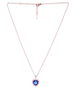VOJ Rose Gold Plated Heart Shaped Evil Eye Pendant With Chain | Grocsy