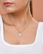 VOJ Gold Plated Heart Shaped Ad Stone Studded Evil Eye Pendant With Chain | Grocsy