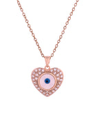 VOJ Gold Plated Heart Shaped Ad Stone Studded Evil Eye Pendant With Chain | Grocsy