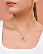 VOJ Elegant Silver-Plated Shell Design Pendant With Pearl Accent Necklace | Grocsy