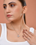 VOJ Elegant Silver-Plated Shell Design Pendant With Pearl Accent Necklace | Grocsy