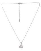 VOJ Elegant Silver-Plated Shell Design Pendant With Pearl Accent Necklace | Grocsy