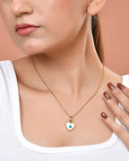 VOJ Gold Plated Heart Shaped Evil Eye Pendant With Chain | Grocsy