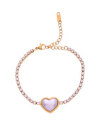 VOJ Gold Plated Ad Stone Studded With Heart Shaped Pearl Bracelet For Women | Grocsy