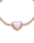 VOJ Gold Plated Ad Stone Studded With Heart Shaped Pearl Bracelet For Women | Grocsy