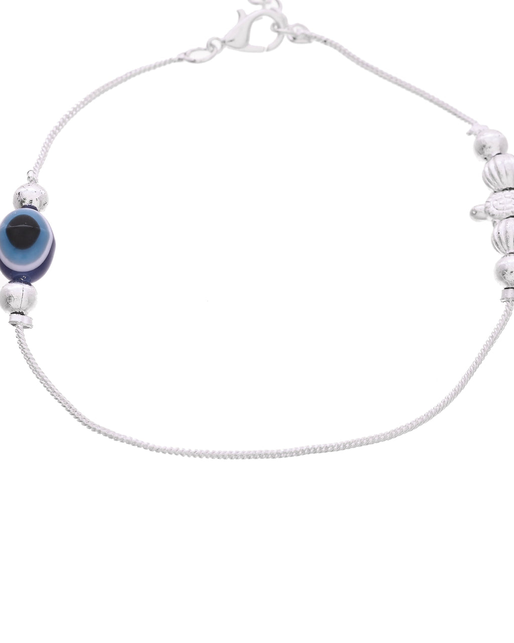 VOJ Set Of 2 Silver Plated Evil Eye Beads Anklet | Grocsy