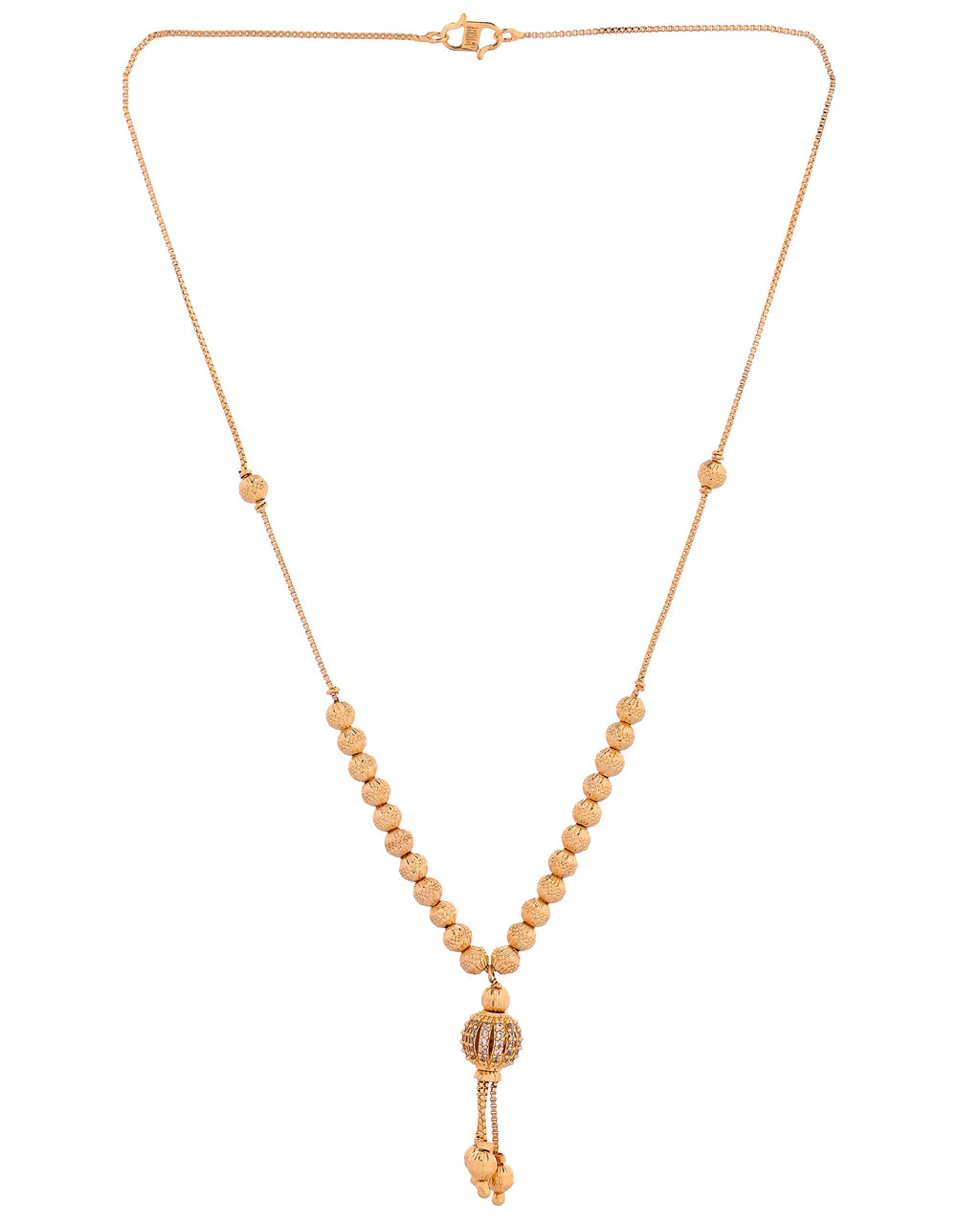 VOJ Gold Plated Stone Studded Circular Shaped Chain For Women | Grocsy