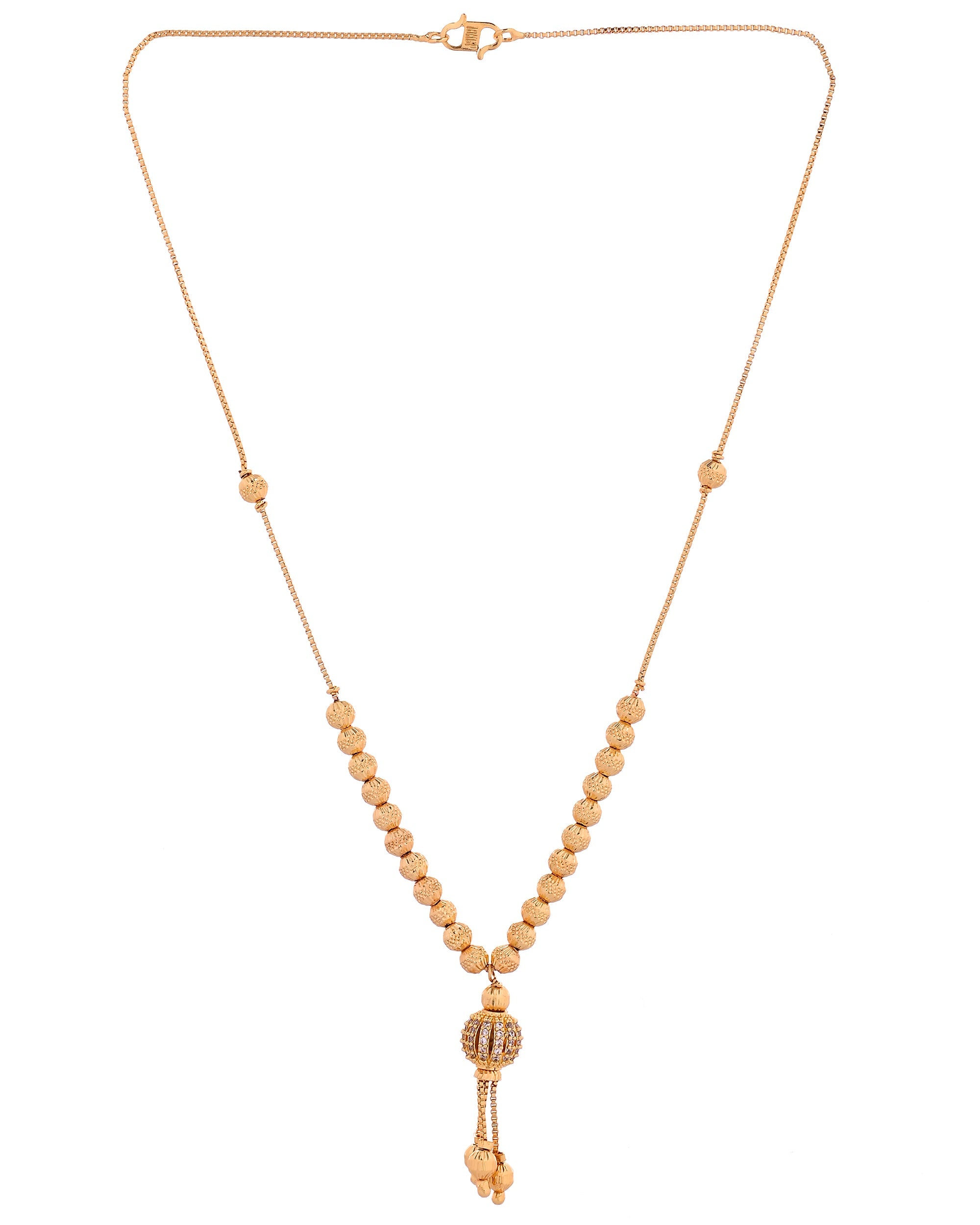 VOJ Gold Plated Stone Studded Circular Shaped Chain For Women | Grocsy