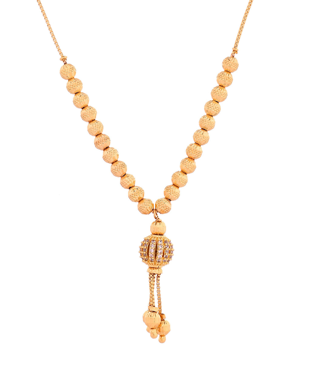VOJ Gold Plated Stone Studded Circular Shaped Chain For Women | Grocsy