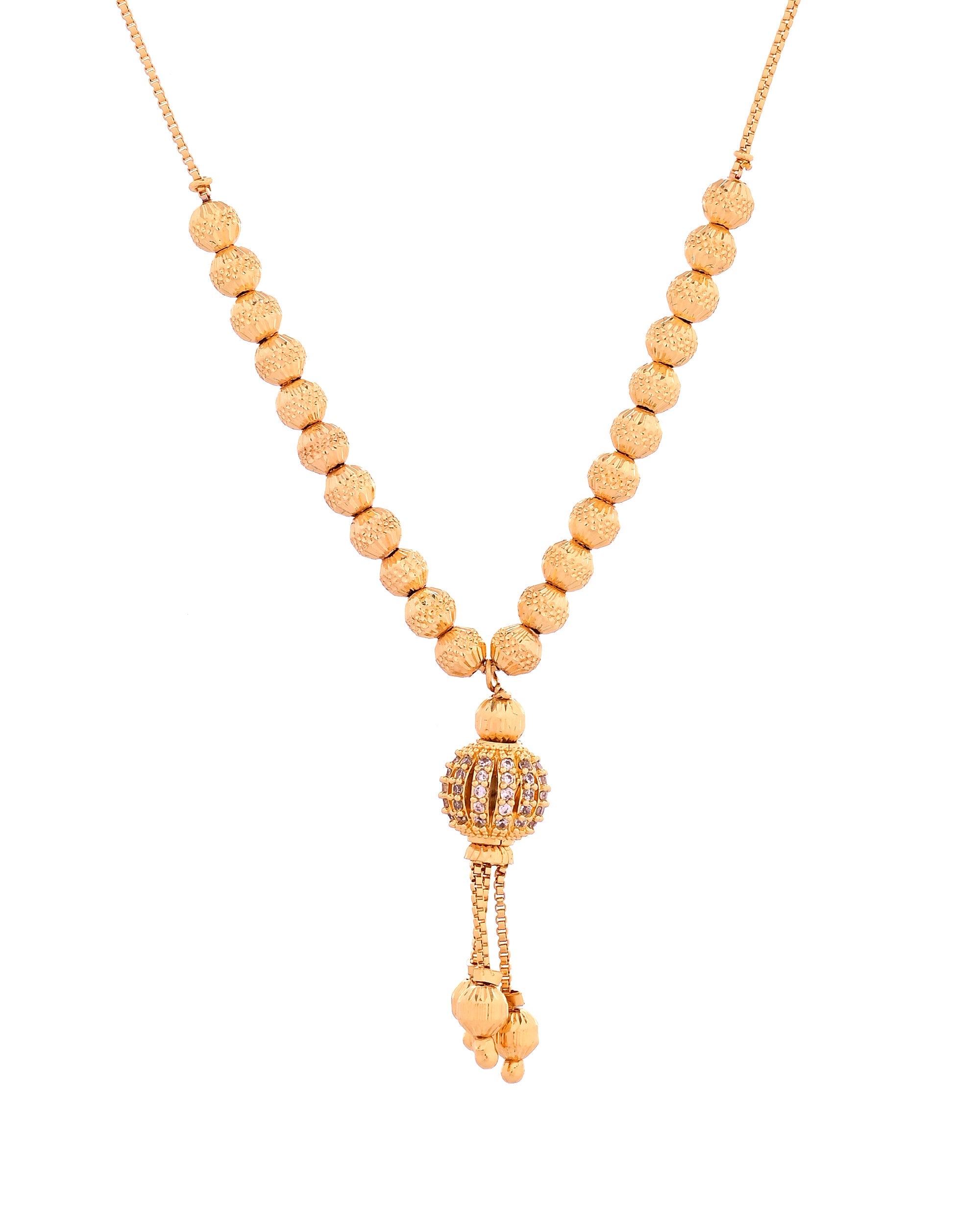 VOJ Gold Plated Stone Studded Circular Shaped Chain For Women | Grocsy