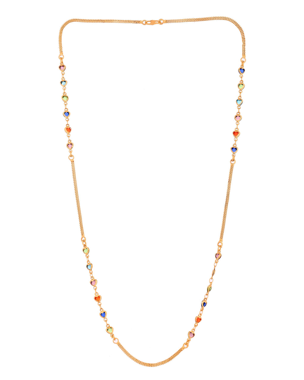VOJ Gold Plated Multi Color Heart Chain For Women | Grocsy