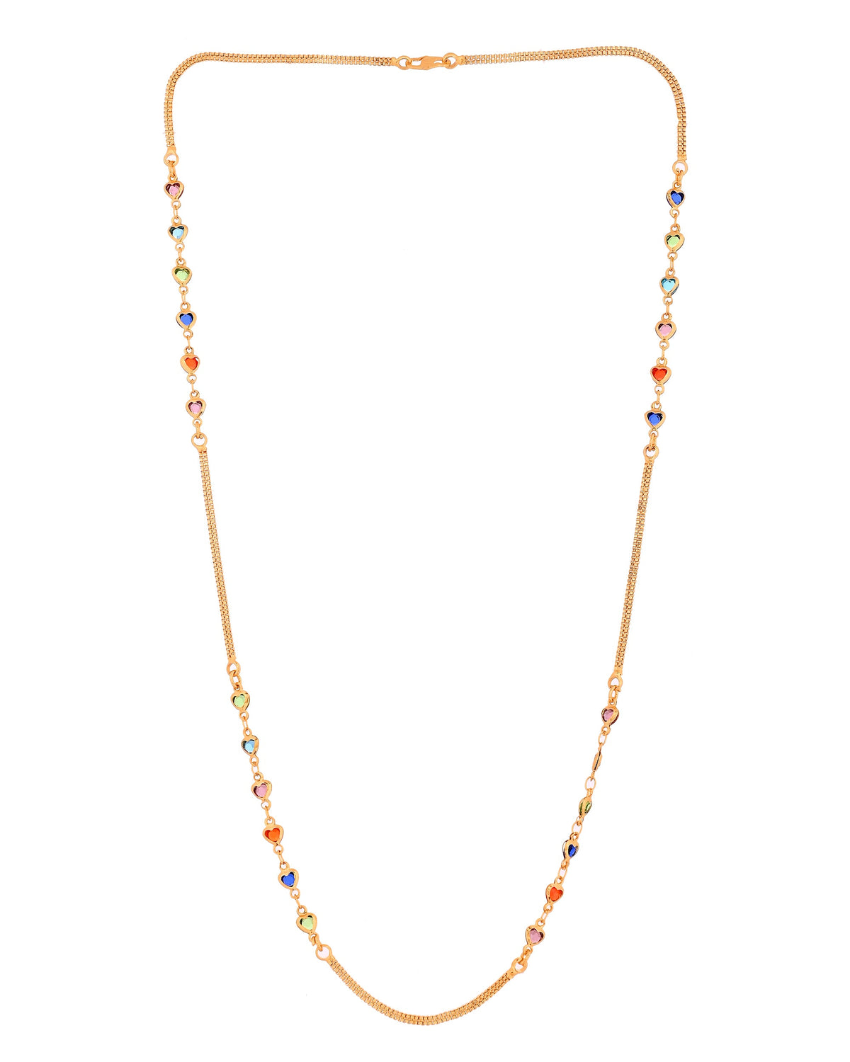 VOJ Gold Plated Multi Color Heart Chain For Women | Grocsy