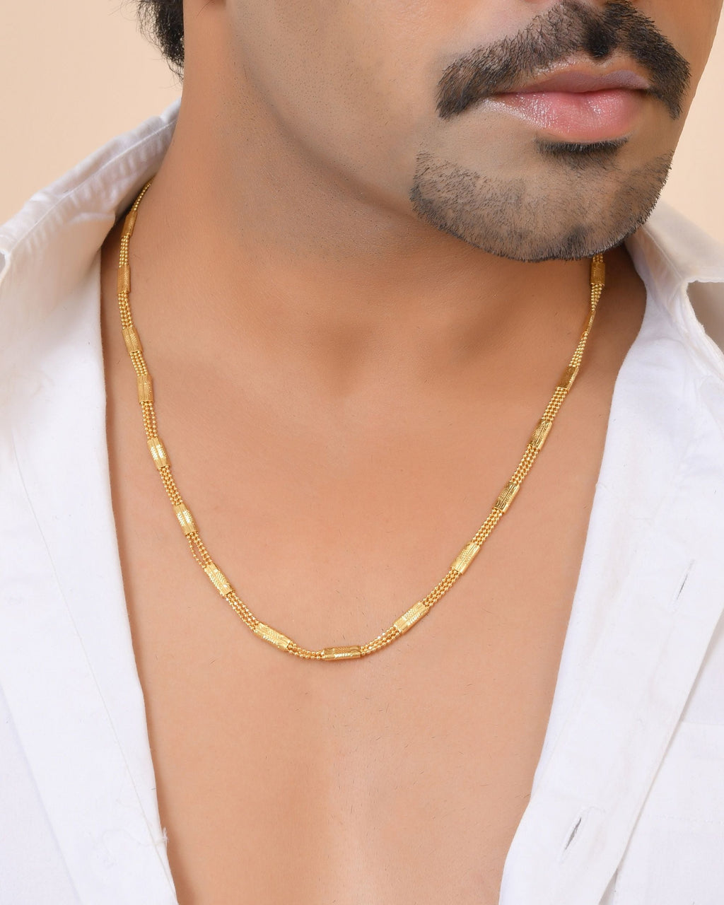 VOJ Gold Plated Rectangular With Multi Layer Chain For Men | Grocsy