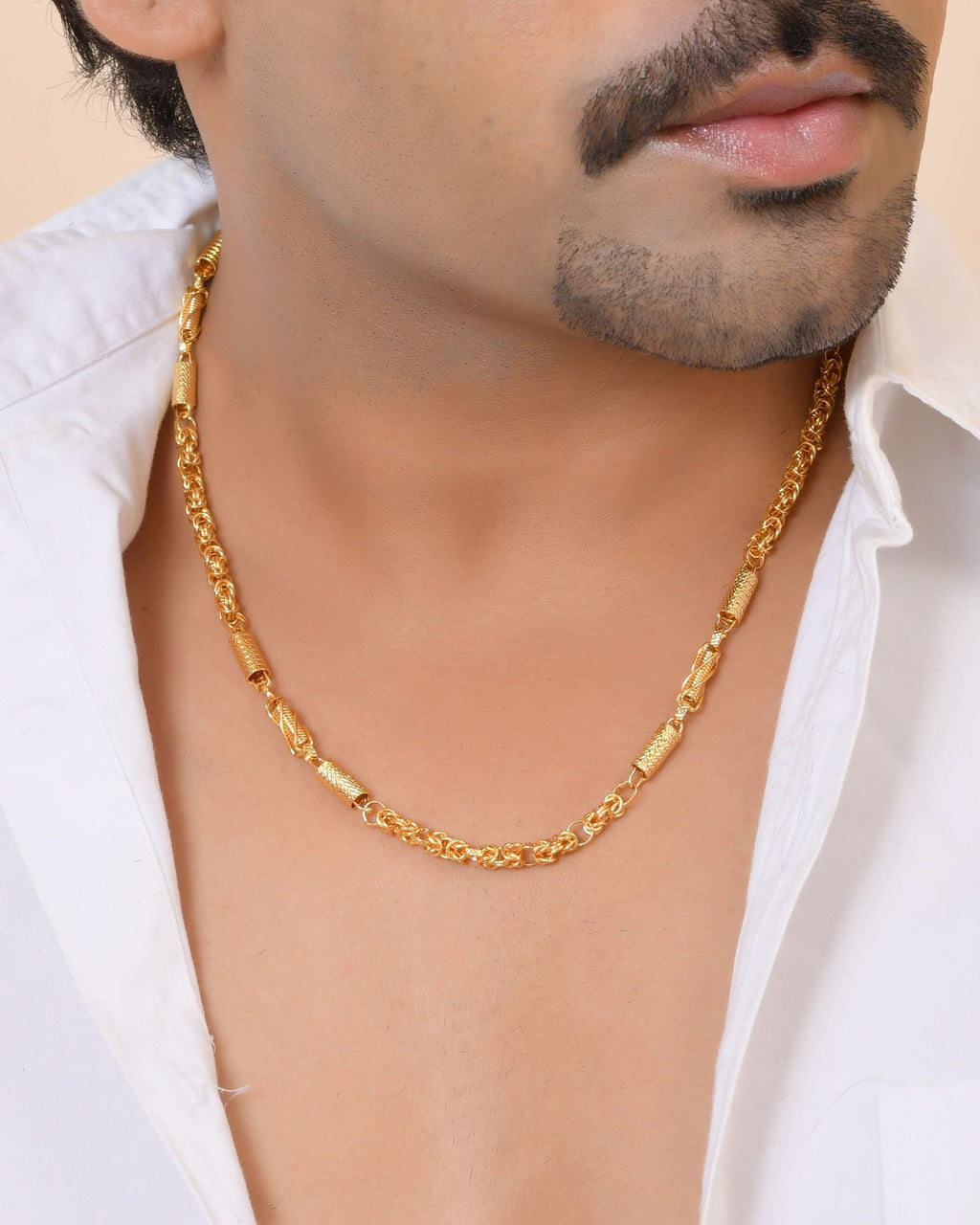 VOJ Gold Plated Thick Pipe Shaped Chain For Men | Grocsy