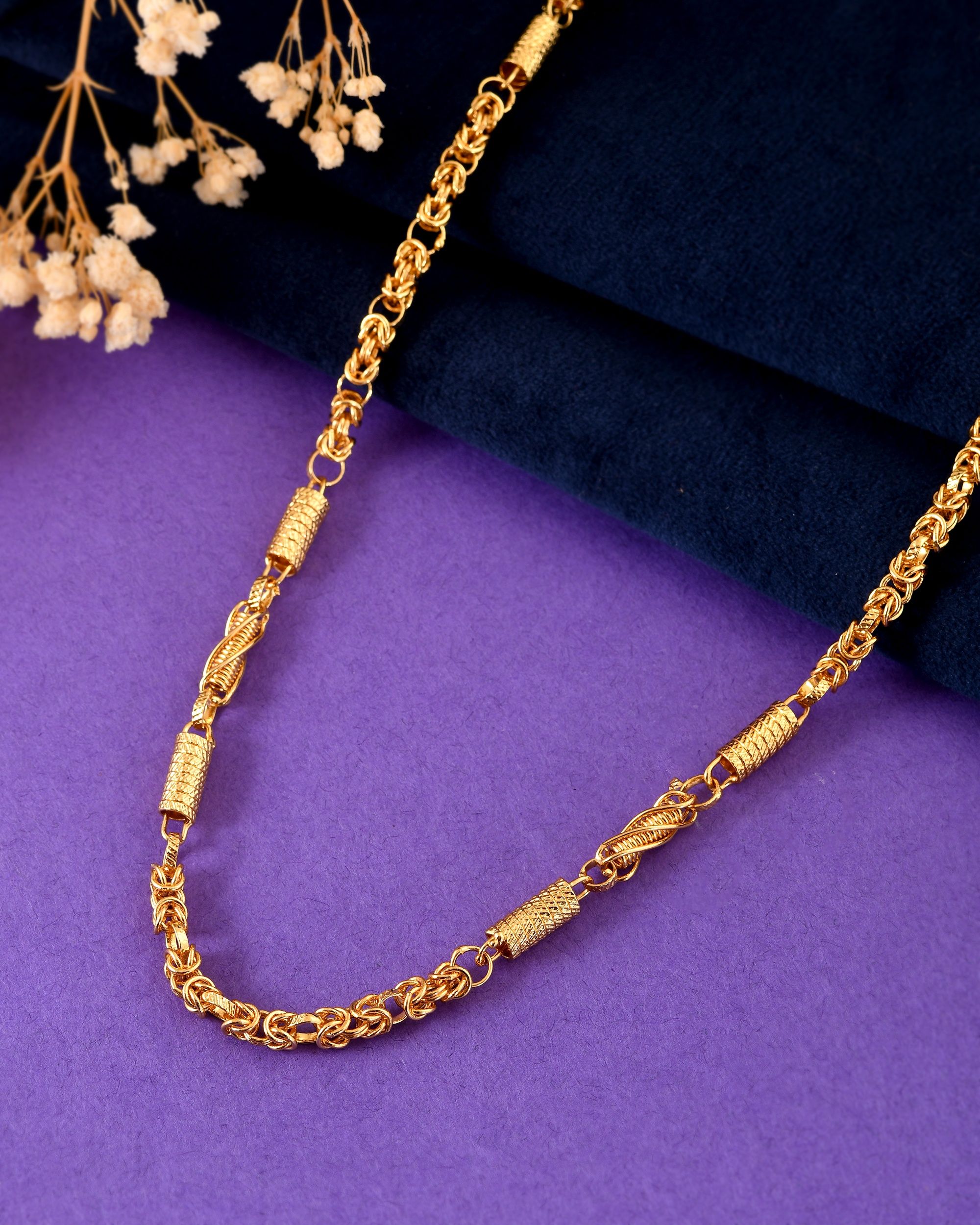 VOJ Gold Plated Thick Pipe Shaped Chain For Men | Grocsy