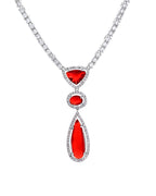 VOJ Silver-Plated Ad & Ruby Red Cubic Zirconia Studded Jewellery Set | Grocsy