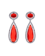 VOJ Silver-Plated Ad & Ruby Red Cubic Zirconia Studded Jewellery Set | Grocsy