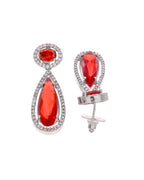 VOJ Silver-Plated Ad & Ruby Red Cubic Zirconia Studded Jewellery Set | Grocsy