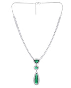 VOJ Silver-Plated Ad & Green Cubic Zirconia Studded Jewellery Set | Grocsy