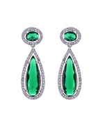 VOJ Silver-Plated Ad & Green Cubic Zirconia Studded Jewellery Set | Grocsy