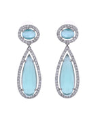 VOJ Silver-Plated Ad & Teal Green Cubic Zirconia Studded Jewellery Set | Grocsy