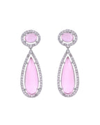VOJ Silver-Plated Ad & Baby Pink Cubic Zirconia Studded Jewellery Set | Grocsy