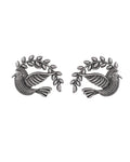 VOJ Silver Plated Bird Designed Oxidized Studs Earrings | Grocsy
