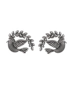 VOJ Silver Plated Bird Designed Oxidized Studs Earrings | Grocsy