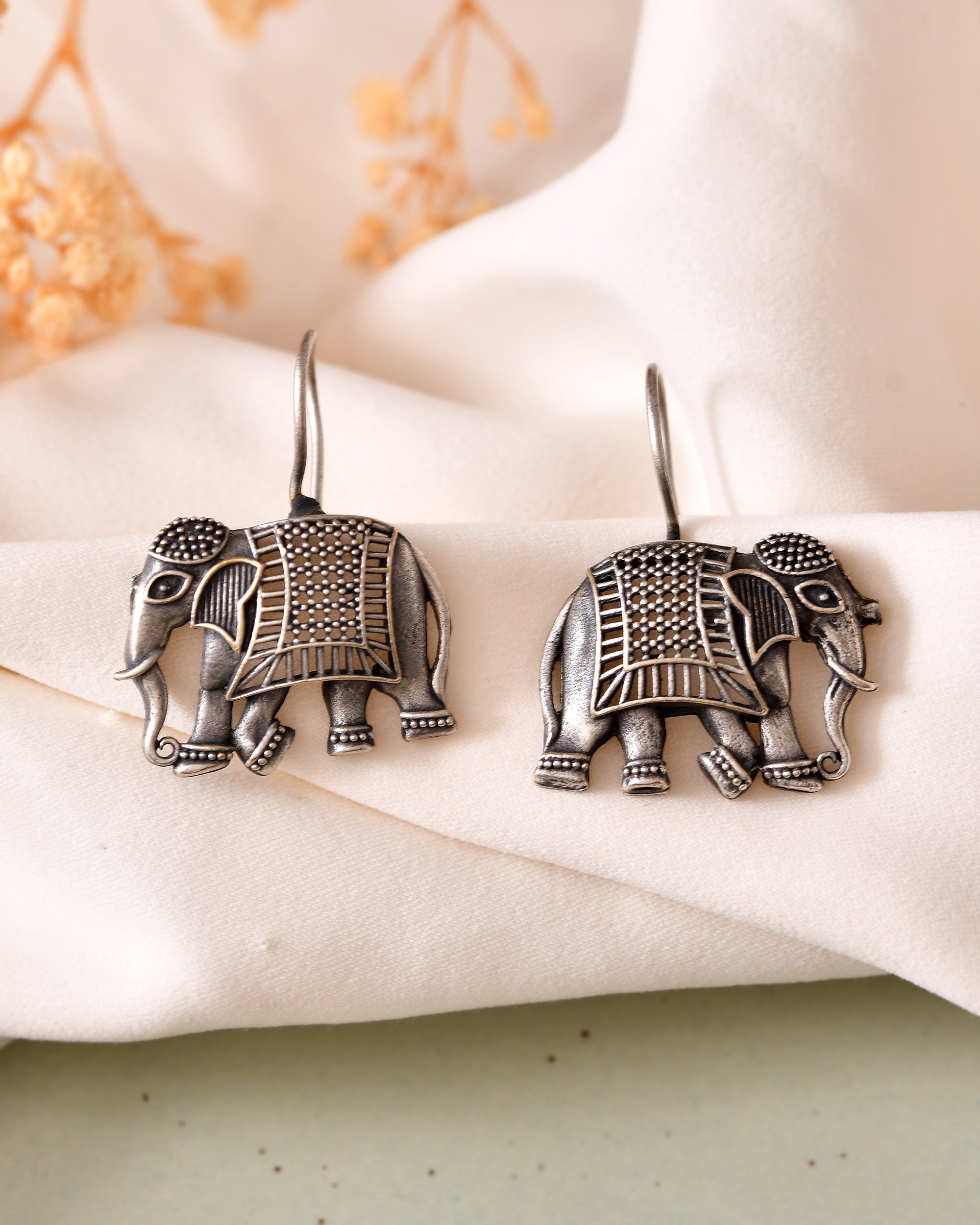 VOJ Silver Toned Animal Designed Drop Earrings | Grocsy