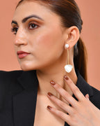VOJ Gold Plated Stone With Pearl Long Studs Earrings | Grocsy