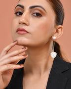 VOJ Gold Plated Stone With Pearl Long Studs Earrings | Grocsy
