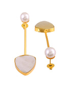 VOJ Gold Plated Stone With Pearl Long Studs Earrings | Grocsy