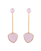 VOJ Gold Plated Stone With Pearl Long Studs Earrings | Grocsy