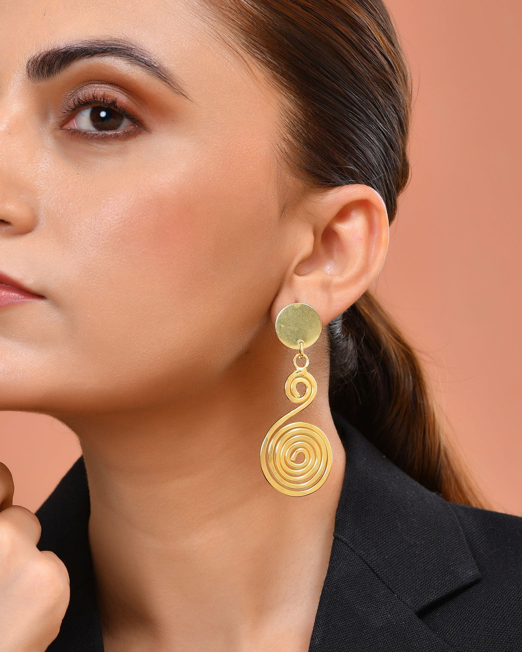VOJ Gold Plated Twisted Designed Drop Earrings | Grocsy