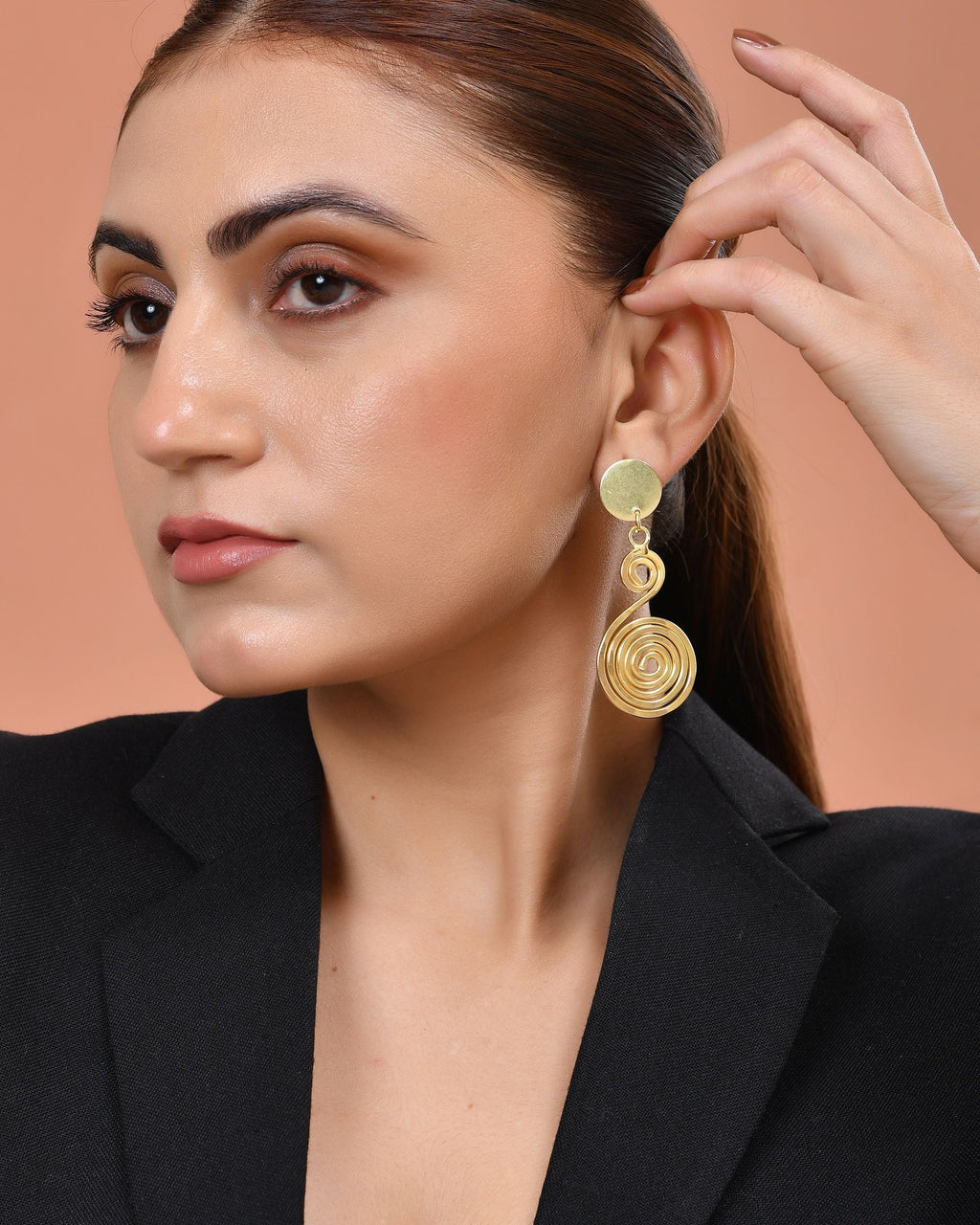 VOJ Gold Plated Twisted Designed Drop Earrings | Grocsy