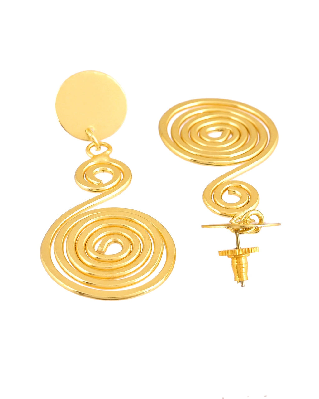 VOJ Gold Plated Twisted Designed Drop Earrings | Grocsy