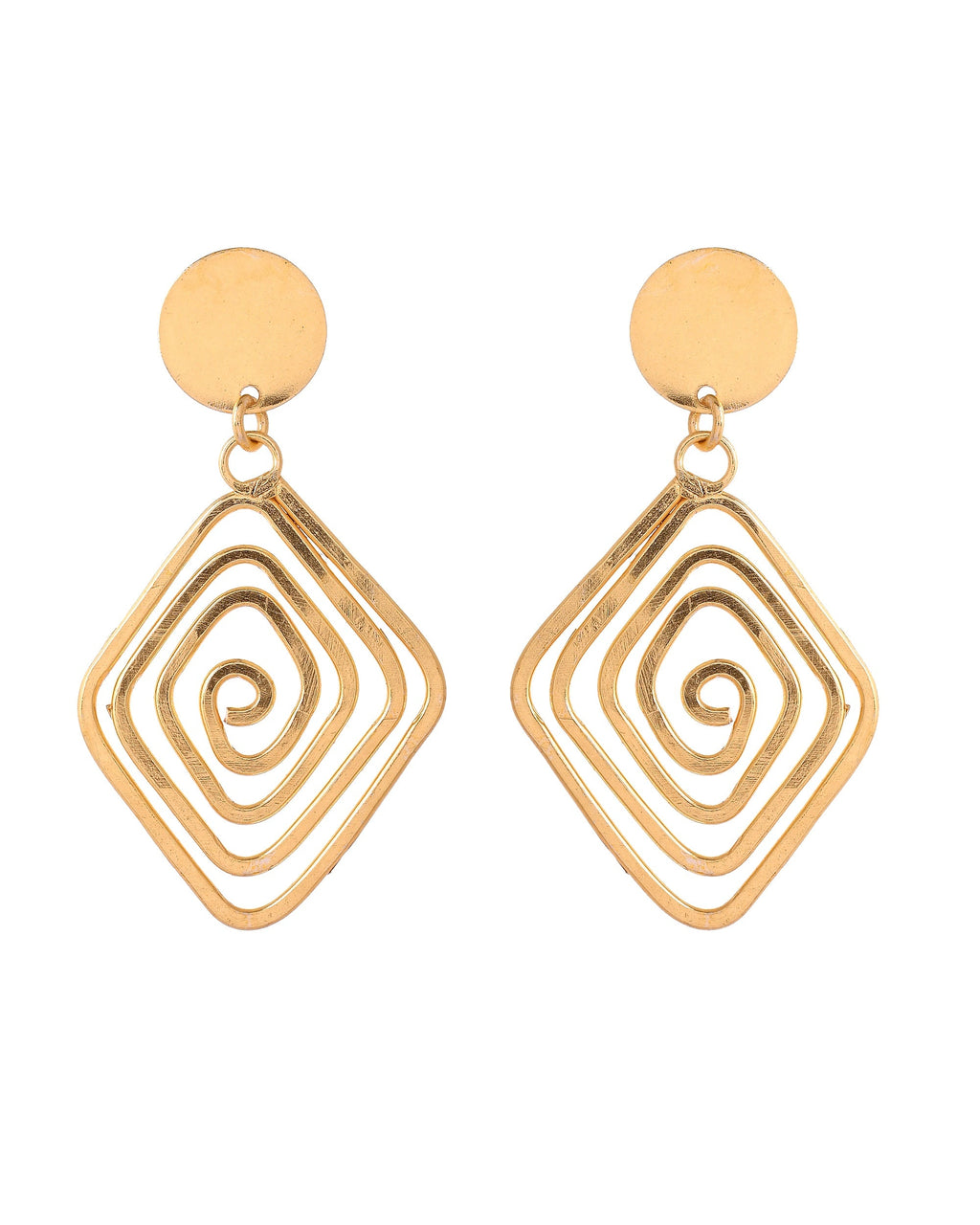 VOJ Gold Plated Square Twisted Designed Drop Earrings | Grocsy