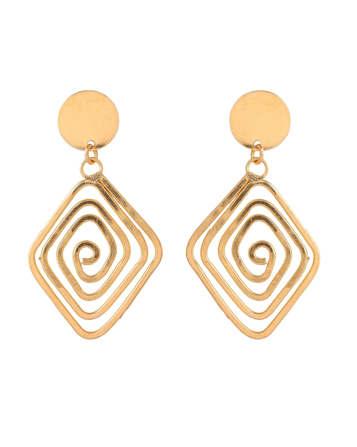 VOJ Gold Plated Square Twisted Designed Drop Earrings | Grocsy