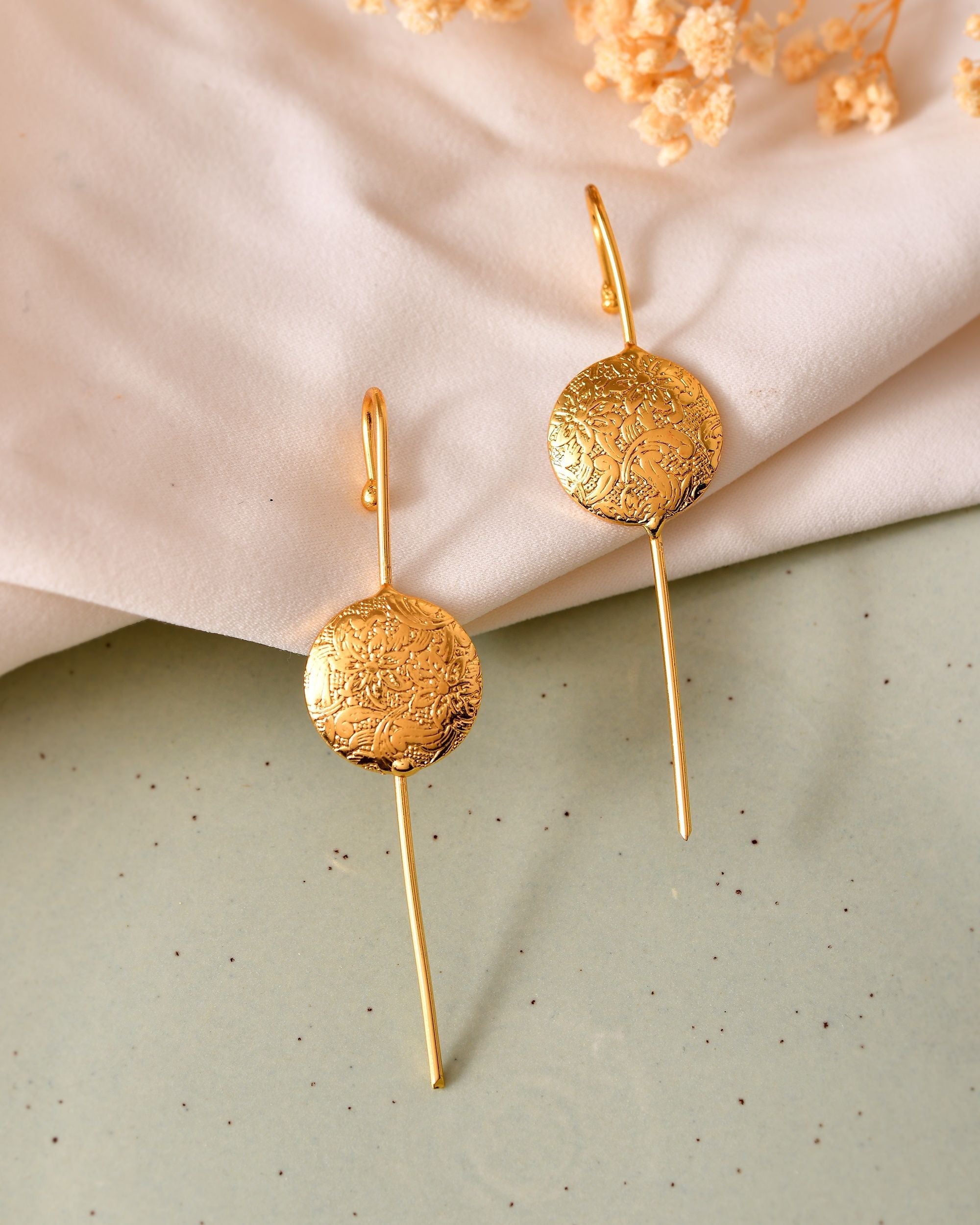 VOJ Gold Plated Circular Ear Cuff Earrings | Grocsy